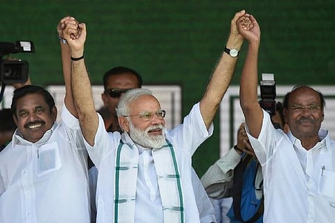 File photo of PM Modi and O Panneerselvam and S Ramadoss