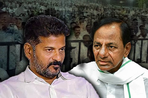 A collage of Revanth Reddy and CM KCR