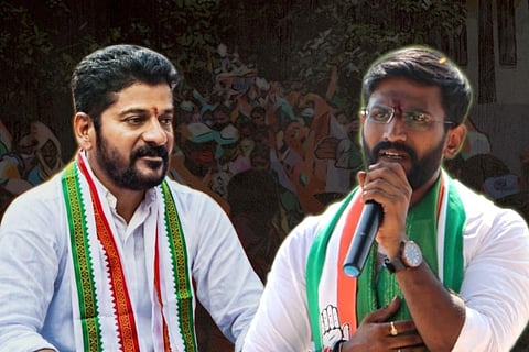Telangana Congress leaders Revanth Reddy and Balmoor Venkat