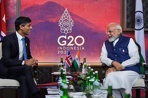An image of Modi and Rishi Sunak