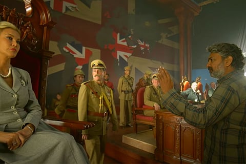 SS Rajamouli in the sets of RRR