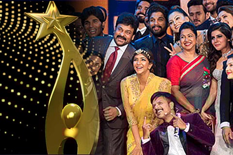 Image of celebrities and SIIMA award