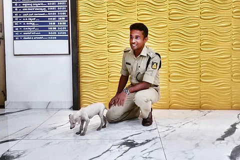 SP Lokesh and puppy Krish