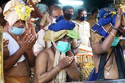 Devotees in Sabarimala temple