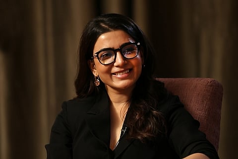 Actor Samantha in a black dress for Yashoda promotions