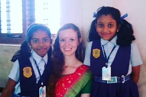 Samantha with her students