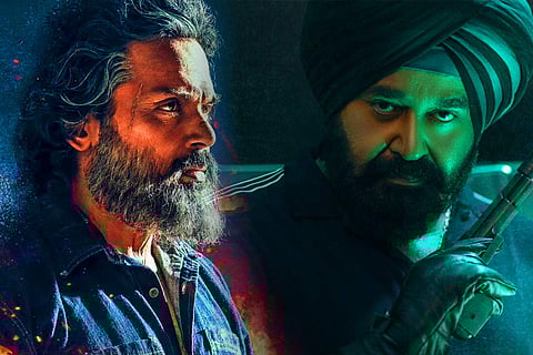 Karthi from Sardar (L) and Mohanlal from Monster (R)