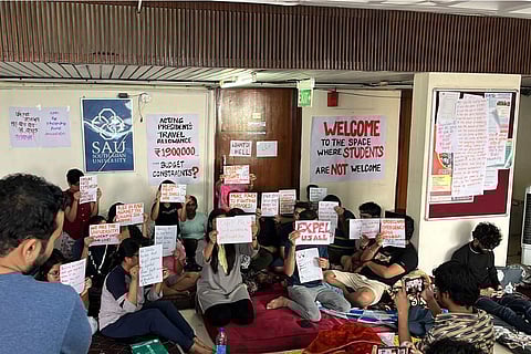 Students stage a sit-in protest