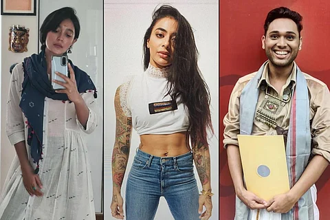 Actor Sayani Gupta on the left, actor Bani J in the middle and artist and model Anwesh Sahoo on the right.