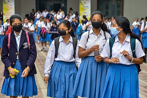 School students wearing masks