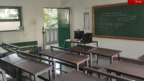 Image of a classroom with empty benches