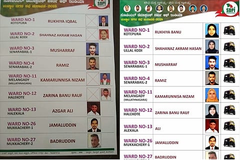 To highlight women candidates standing for elections, SDPI uses pics of male members