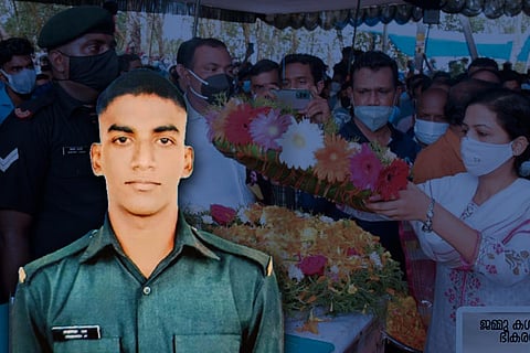 Soldier killed in J&K terrorist attack gets tearful adieu in his native in Kerala