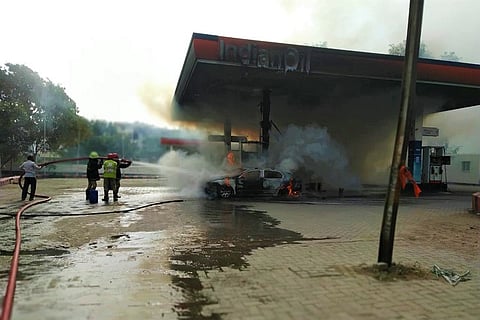 Video: Fire at Hyderabad petrol bunk as car goes up in flames, no casualties reported