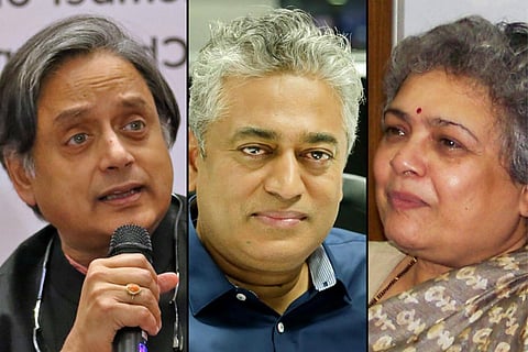 Shashi Tharoor, Rajdeep Sardesai and Mrinal Pande