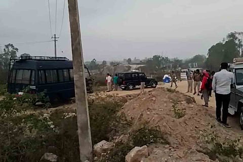 The spot where the truck exploded in Shivamogga