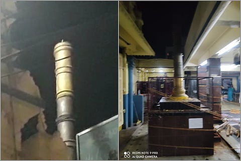 A part of dwajasthmabam was fell of in a temple in Vijayawada