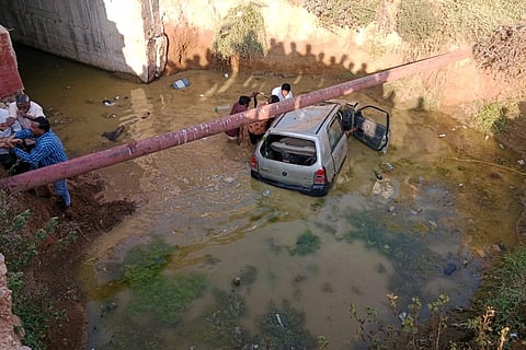 Car fell into a canal