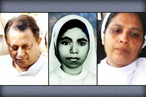 A collage of Father Joseph Kottoor, Sister Abhaya and Sister Sephy