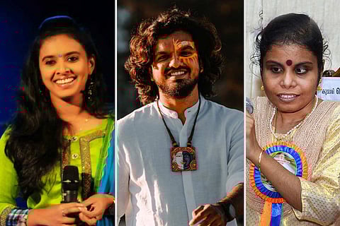 Collage of Malayalam singers Sithara, Sooraj and Vijayalakshmi