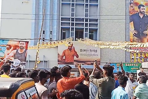 Soorarai Pottru banner outside Madurai theatres