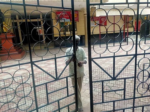 Sree mayuri theatre watchman locking the main door
