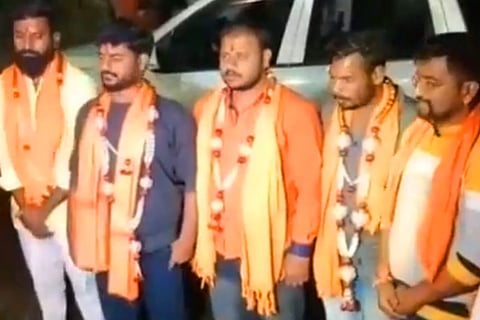 Sri Ram Sene members being felicitated in Karnataka