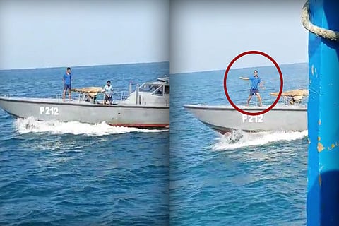 Sri Lankan officers attacking Tamil Nadu fishermen