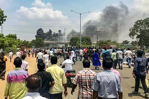 The protesters walking towards the epicentre of the protest in Thoothukudi