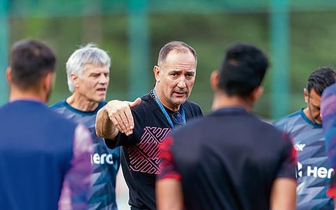 File photo of Indian Coach Stimac with other staff and players