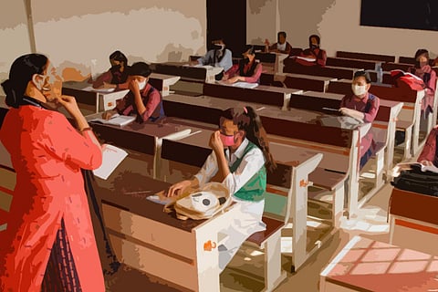 Students and teacher in a classroom