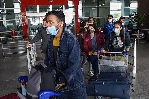 Students who were evacuated from Ukraine land at New Delhi airport