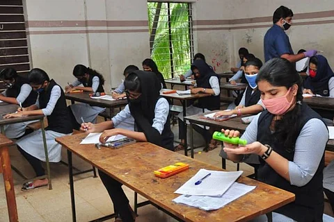 Students writing exams