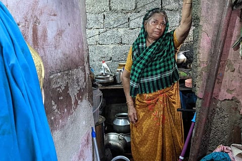Mattancherry native Suhara inside her house with no toilet facility
