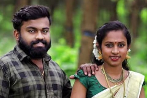 Kerala woman Sunisha, who died of harassment, with her husband Vijeesh