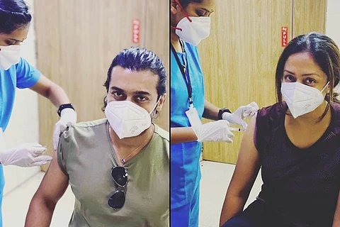 Suriya on the left and Jyothika on the right.