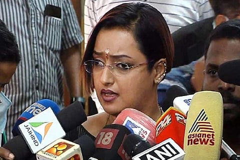 FILE PHOTO OF SWAPNA SURESH SPEAKING TO THE MEDIA