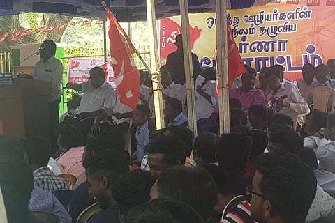 Protesting TNEB contract workers