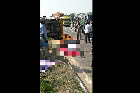 9 die in road accident as mini truck collides with private company bus in TN