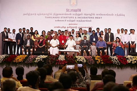 CM Stalin with startup founders in Chennai