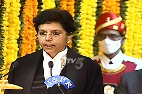 Telangana High Court CJ Hima Kohli taking oath