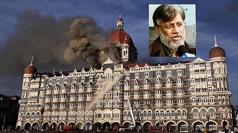 The Taj on fire during the Mumbai terror attack