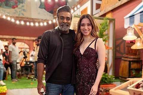 Vijay Sethupathi and Tamannaah Bhatia are seen posing together.