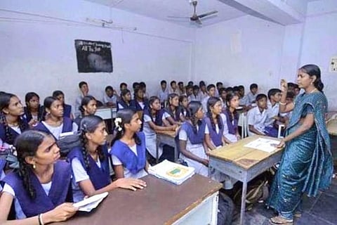 Representative image of a teacher teaching in a classroom in Tamil Nadu