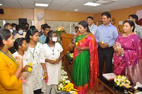 Governor Dr Tamilisai at a women's day function in Chennai