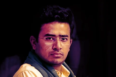 Tejasvi Surya stylised image in black background