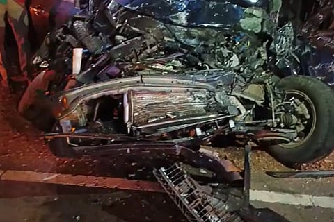 Damaged car from the accident