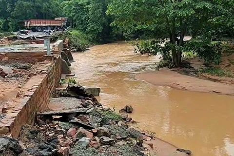 A road that was destroyed in the rains