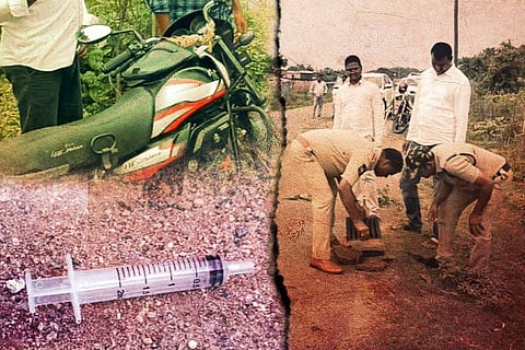A collage of photos from the crime scene