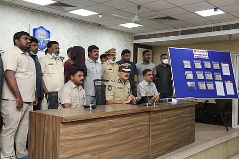 Hyderabad police with accused person in a case of fraud
